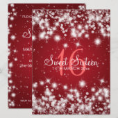 Invitation Élégante fête de l'Sweet sixteen d'hiver Sparkle R (Devant / Derrière)