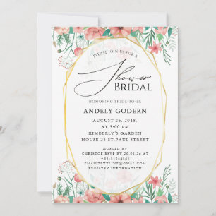 Invitation Élégante Fête de Mariage Fleurs Pastel