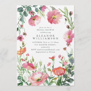Invitation Élégante Fête de Mariage Florale Aquarelle Rose