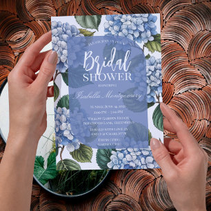 Invitation Élégante Fête de Mariage Florale d'Hydrangea Bleue