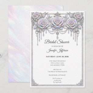 Invitation Élégante Fête de Mariage Florale Iridescente