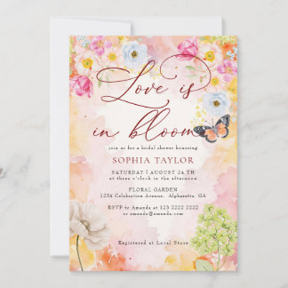 Invitation Élégante Fête de Mariage Florale Pastel en Fleur