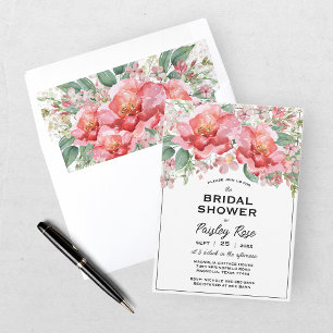 Invitation Élégante Fête de Mariage Florale Rose