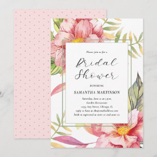 Invitation Élégante Fête de Mariage Florale Rose Aquarelle