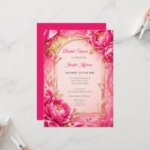 Invitation Élégante Fête de Mariage Florale Rose et Or