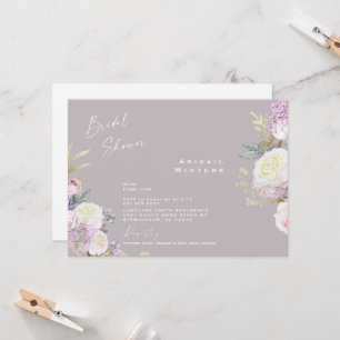 Invitation Élégante Fête de Mariage Florale Rose Lavande