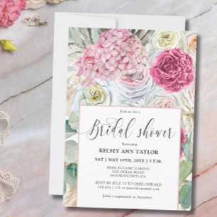 Invitation Élégante Fête de Mariage Florale Rose Romantique