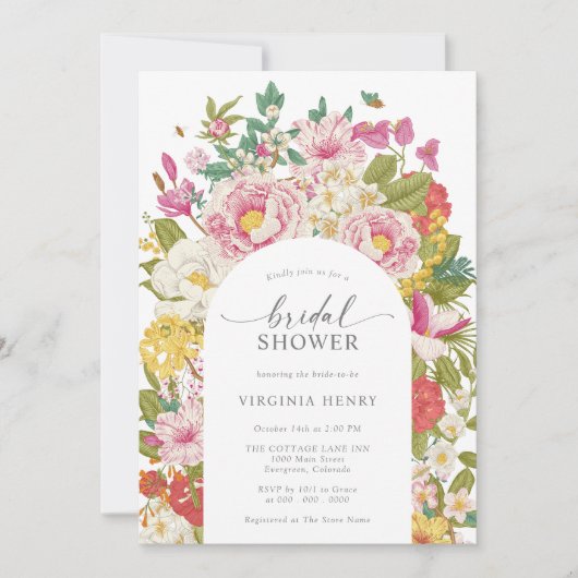 Invitation Élégante Fête de Mariée Vintage (Devant)