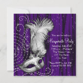 Invitation Élégante fête de mascarade de couple noir (Dos)