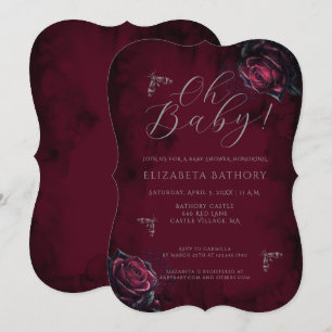 Invitation Élégante Fête de Naissance Papillon de Nuit Rose G
