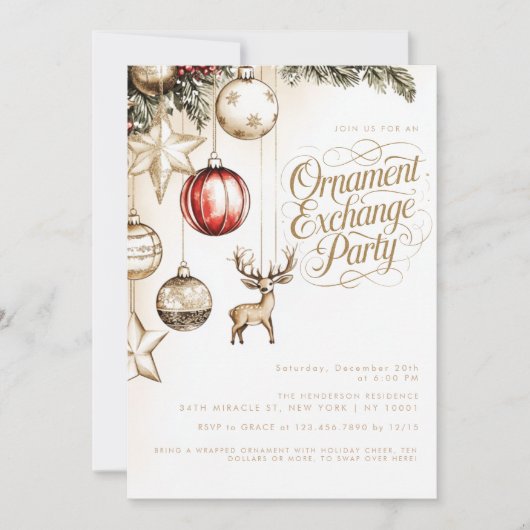 Invitation Élégante fête de Noël (Devant)