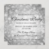 Invitation Élégante fête de Noël Argent Winter Wonderland (Devant / Derrière)