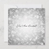 Invitation Élégante fête de Noël Argent Winter Wonderland (Dos)