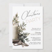 Invitation Élégante fête de Noël aux bougies (Devant)