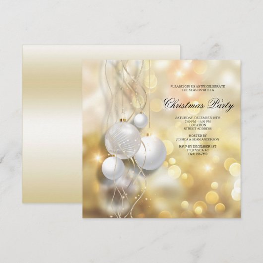 Invitation Élégante fête de Noël Baubles (Devant / Derrière)