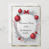 Invitation Élégante fête de Noël Baubles rouges (Dos)