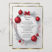 Invitation Élégante fête de Noël Baubles rouges (Devant / Derrière)
