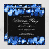 Invitation Élégante fête de Noël Bleu Merveille d'hiver (Devant / Derrière)