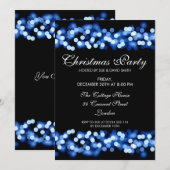 Invitation Élégante fête de Noël Blue Hollywood Glam (Devant / Derrière)