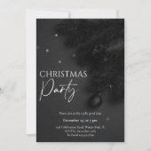 Invitation Élégante fête de Noël botanique noire (Devant)