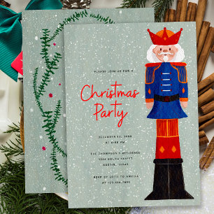 Invitation Élégante Fête de Noël Casse-Noisette Bleu Rouge