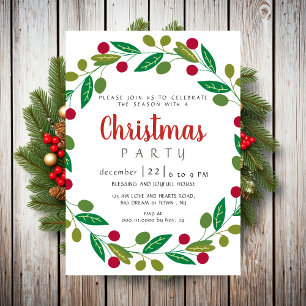Invitation Élégante fête de Noël de verdure moderne d'hiver