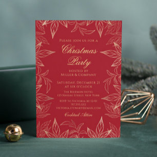 Invitation Élégante fête de Noël d'entreprise Chic Floral