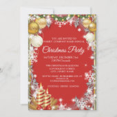 Invitation Élégante Fête de Noël d'entreprise rouge (Devant)