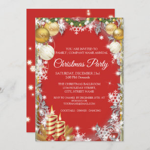 Invitation Élégante Fête de Noël d'entreprise rouge
