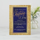 Invitation Élégante fête de Noël Étincelle parties scintillan (Debout devant)