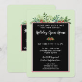 Invitation Élégante fête de Noël Floral Open House (Devant / Derrière)