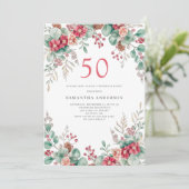 Invitation Élégante fête de Noël florale 50e anniversaire (Debout devant)
