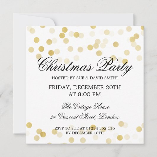 Invitation Élégante fête de Noël Gold Foil Parties scintillan (Devant)