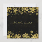 Invitation Élégante fête de Noël Gold Snowflakes d'hiver (Dos)