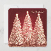Invitation Élégante fête de Noël Gold Tree Red (Dos)