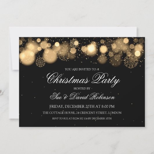 Invitation Élégante fête de Noël Gold Wonder (Devant)