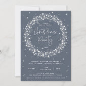 Invitation Élégante Fête de Noël gris-Bleu (Devant)