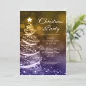 Invitation Élégante Fête de Noël Marine & Gold Sparkle (Debout devant)