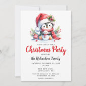 Invitation Élégante fête de Noël mignonne Penguin Noël (Devant)