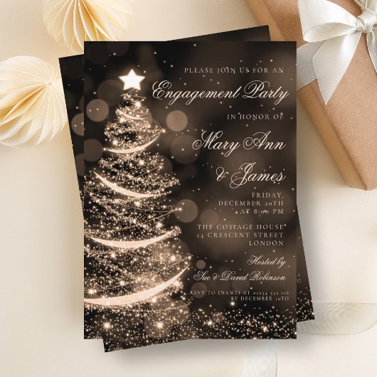 Invitation Élégante fête de Noël Noir & Or