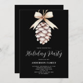 Invitation Élégante fête de Noël Pinecone (Devant / Derrière)