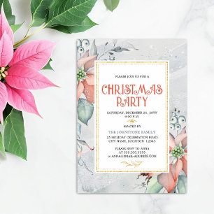 Invitation Élégante fête de Noël Poinsettia