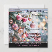 Invitation Élégante fête de Noël rose de vacances (Devant)