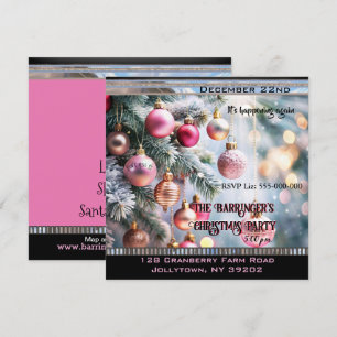 Invitation Élégante fête de Noël rose de vacances