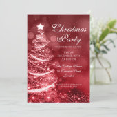 Invitation Élégante Fête de Noël Rouge & Argent (Debout devant)