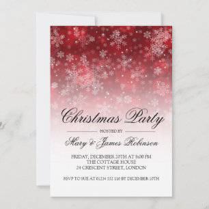Invitation Élégante fête de Noël Rouge étincelant