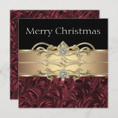 Invitation Élégante fête de Noël Rouge Noir Or (Devant / Derrière)