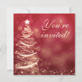 Invitation Élégante Fête de Noël Rouge & Or (Dos)