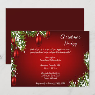 Invitation Élégante fête de Noël rouge vif