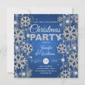 Invitation Élégante fête de Noël Silver Blue Winter Glam (Devant)